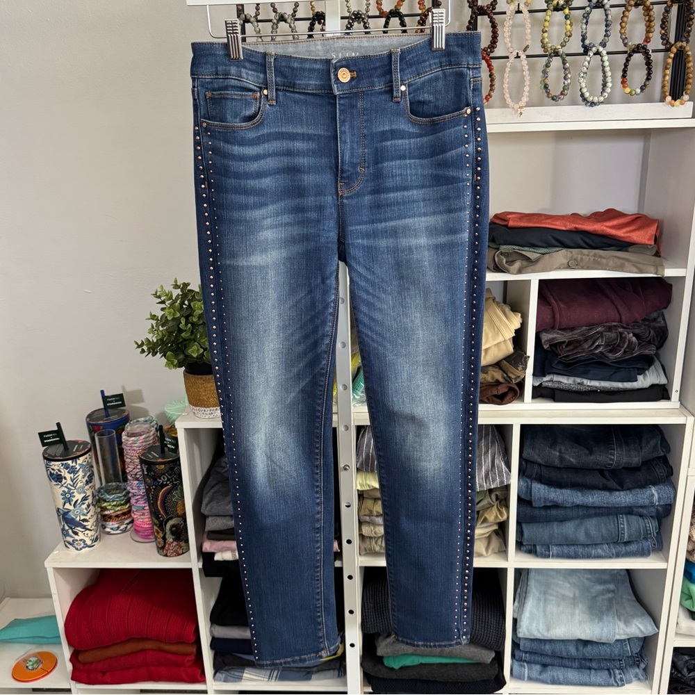 White House Black Market Skinny Denim Jean Rivet Western Elevated Basic Size 4 - Picture 10 of 10